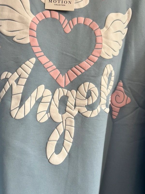Blue Sweatshirt With Angel Graphic image 3